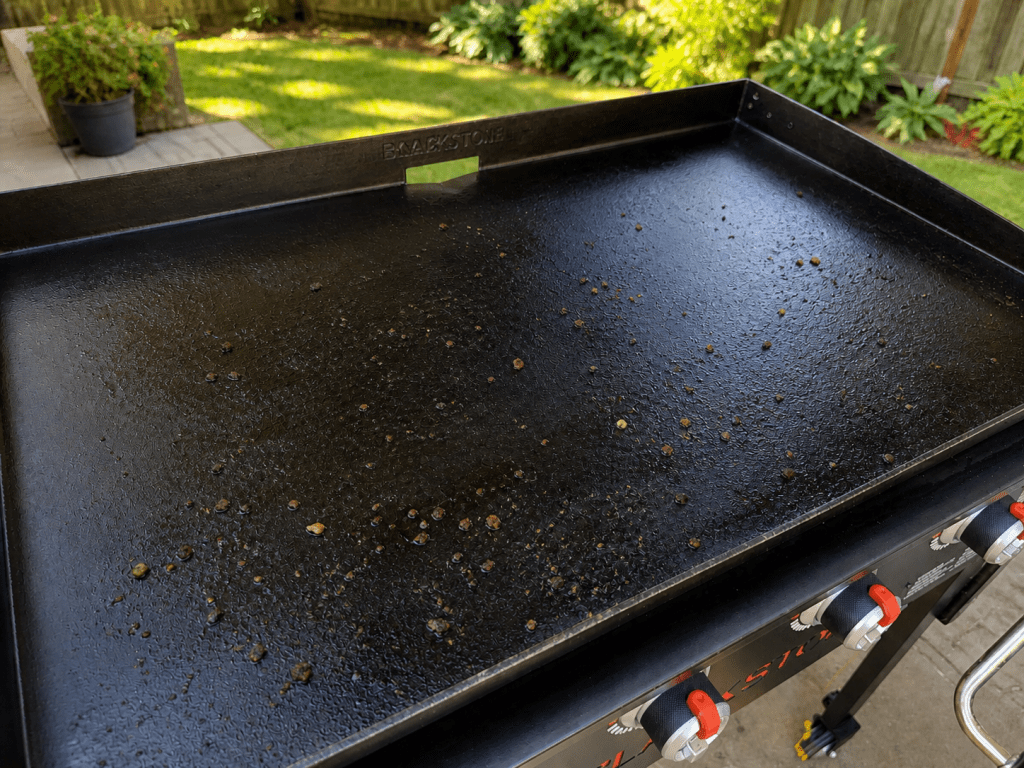 Blackstone griddle after cooking