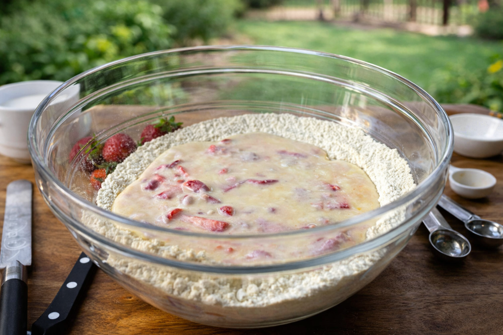 Ingredients strawberry and cream pancakes