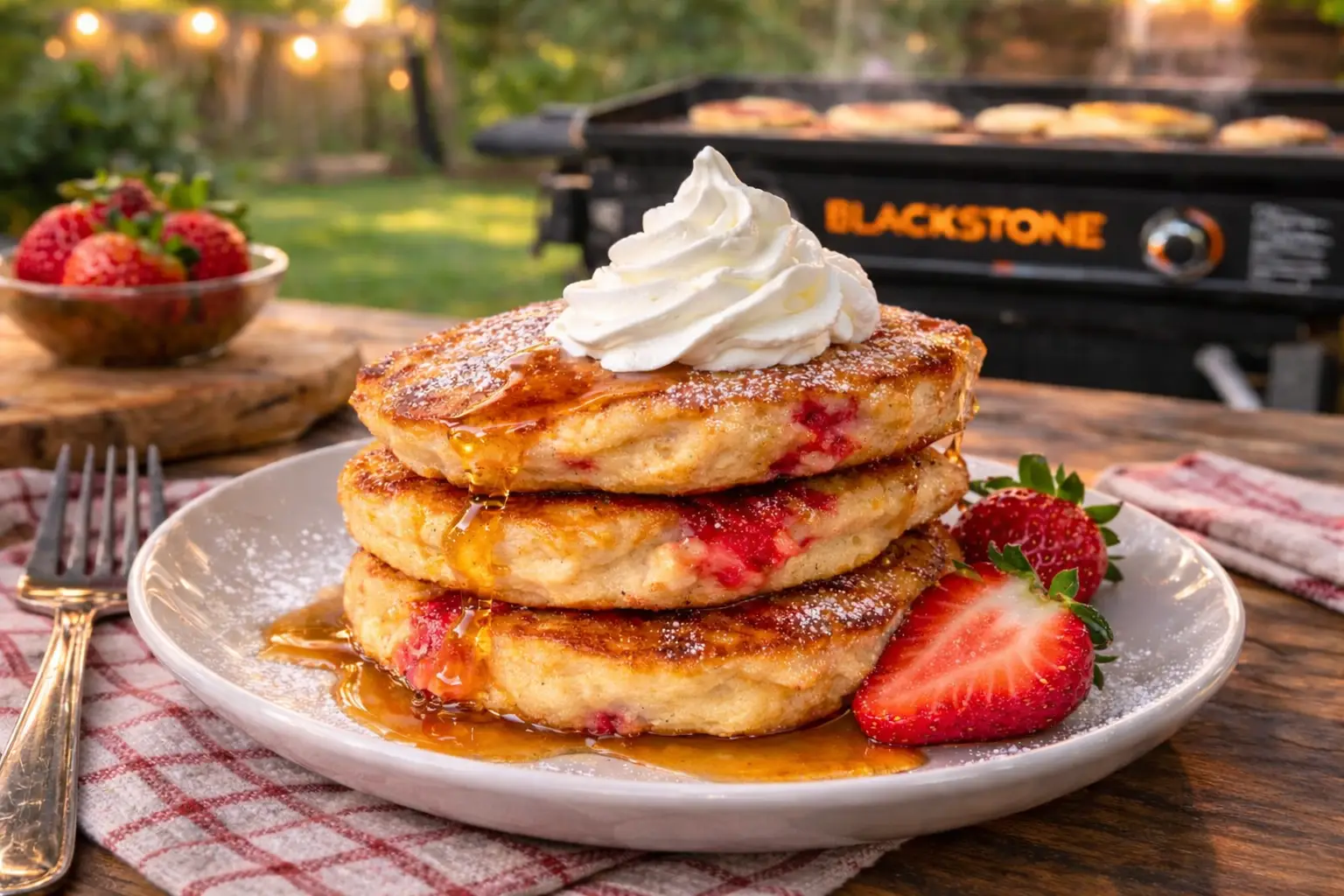 Strawberries and Cream Pancakes